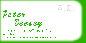 peter decsey business card